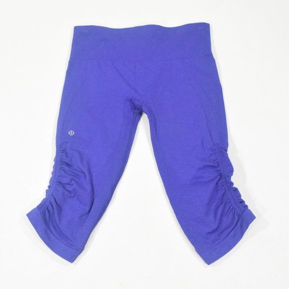 Lululemon Periwinkle Blue Stretch Knit "In the Flow" Cropped Leggings - Picture 5 of 6